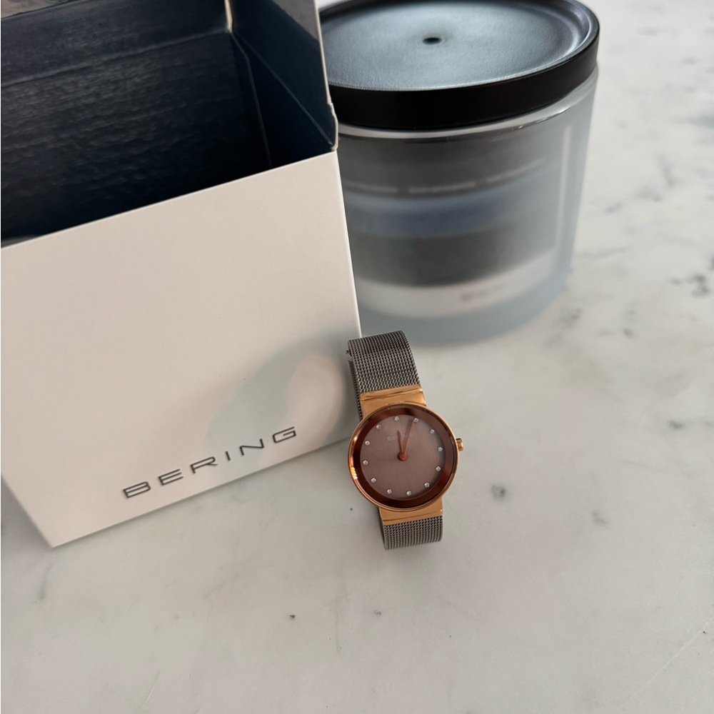 Women’s Bering Silver and Rose Gold 32mm mesh Watch